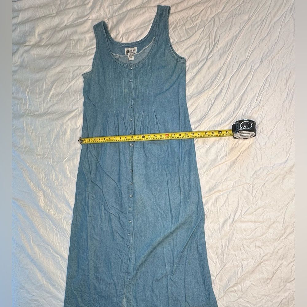 Vintage 90s Robbie Bee Chambray Tank Maxi Dress Button Front | Size 8 - Picture 9 of 12